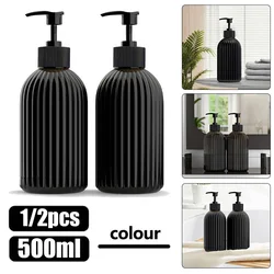 2pcs 500MLBlack Soap Dispenser Bathroom Shower Body Wash Shampoo Bottle Refillable Kitchen Dish and Hands Soap Liquid Container