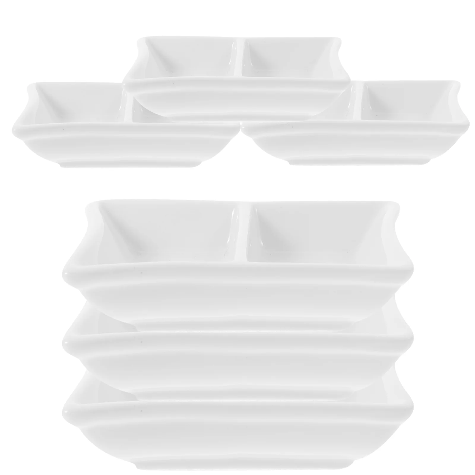 

6 White Ceramic Sauce Dishes Small Seasoning Plates for Dipping Soy Vinegar Containers Kitchen Tableware Set Rounded Edges