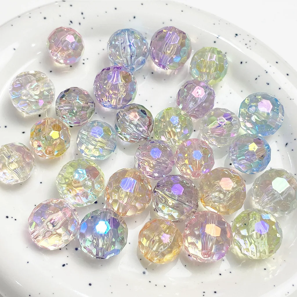 50Pcs High Transparency Colorful Acrylic Round Beads, Multi-Segment Bead for DIY Bracelets, Phone Chains, Jewelry Accessories