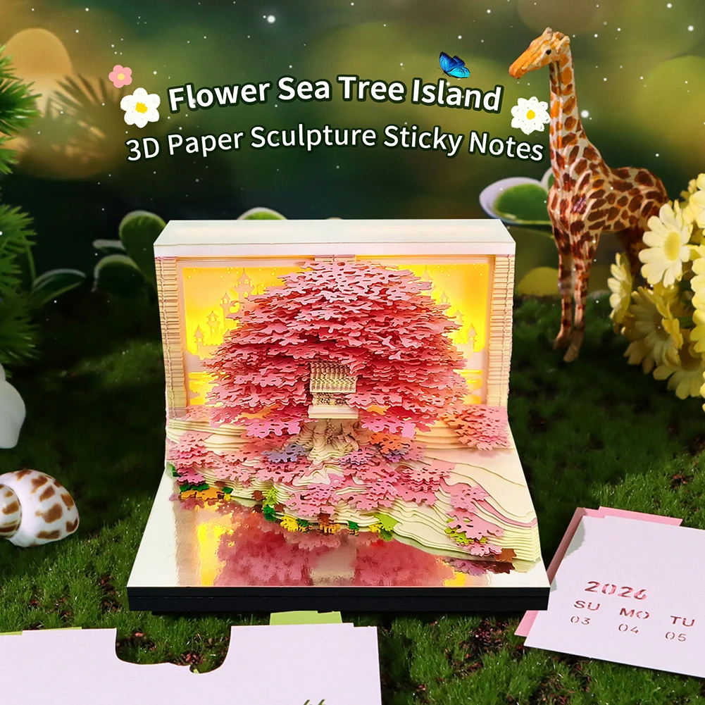 Paper Sculpture Tree House With Lights Design Unique Personalized Desktop Decoration For School Home/Office