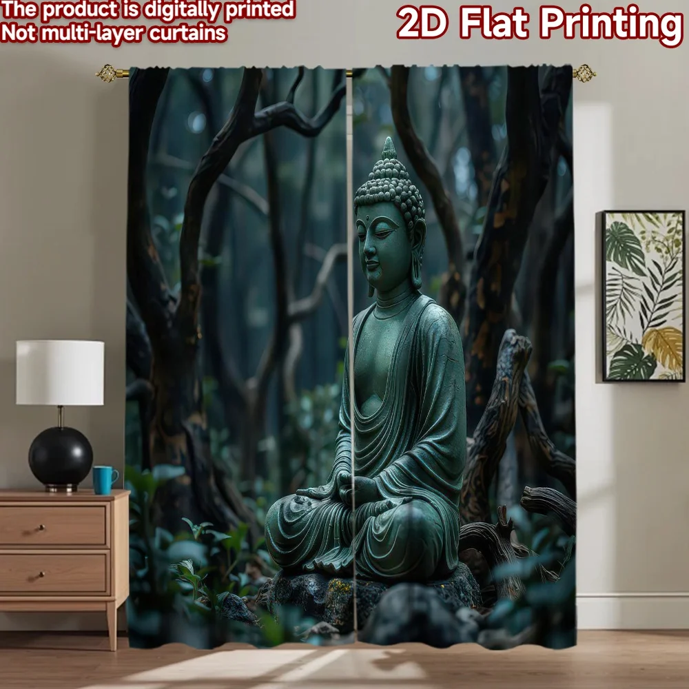 

1pc 2D flat Photography Backdrop Party Backdrop Buddha Statue in Forest 100% Polyester Party & Holiday Decor Perfect for Indoor