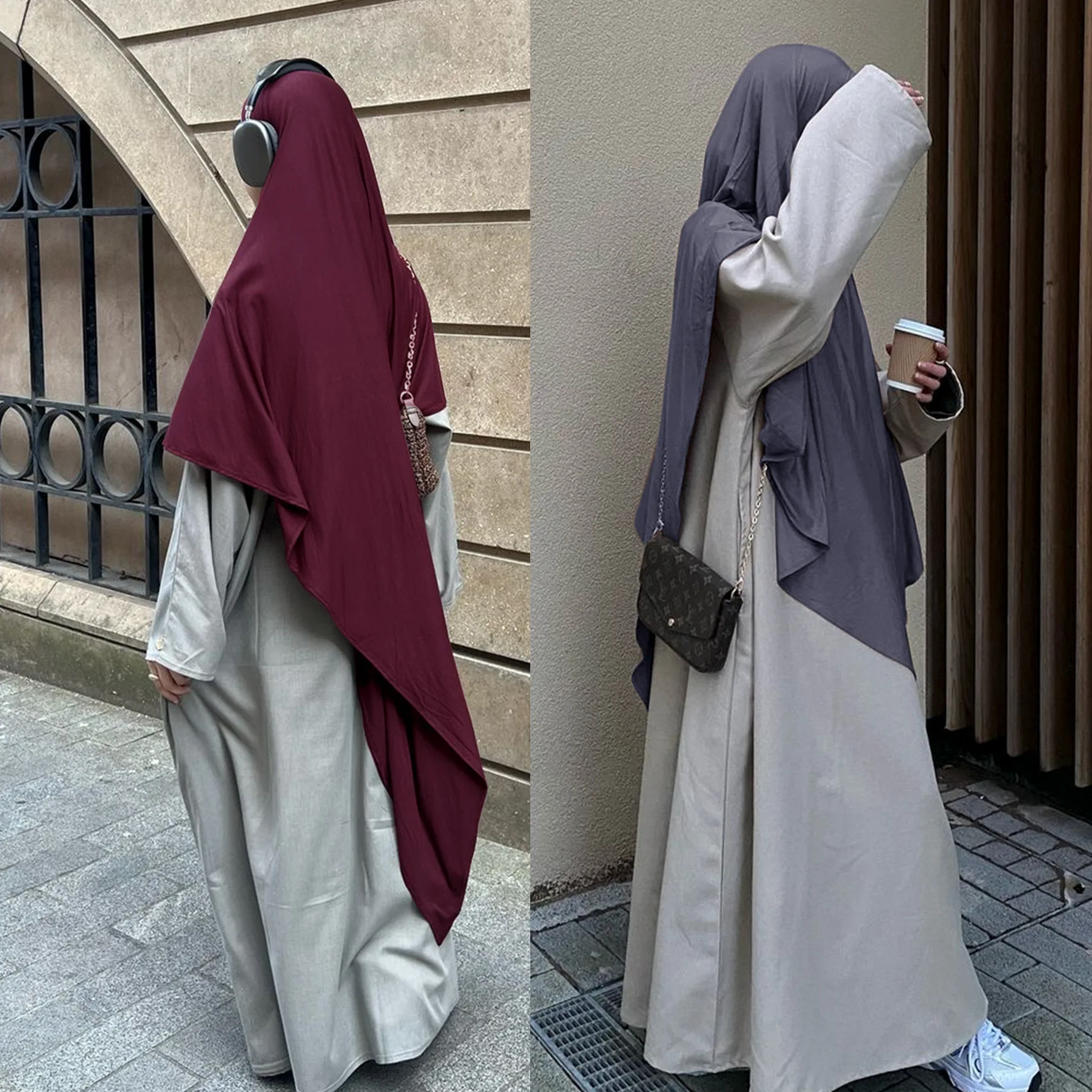 Moda Donna Hijab Khimar Ramadan Donne musulmane Preghiera modesta Sciarpa lunga Abbigliamento islamico all'ingrosso Hijab elastico di alta qualità