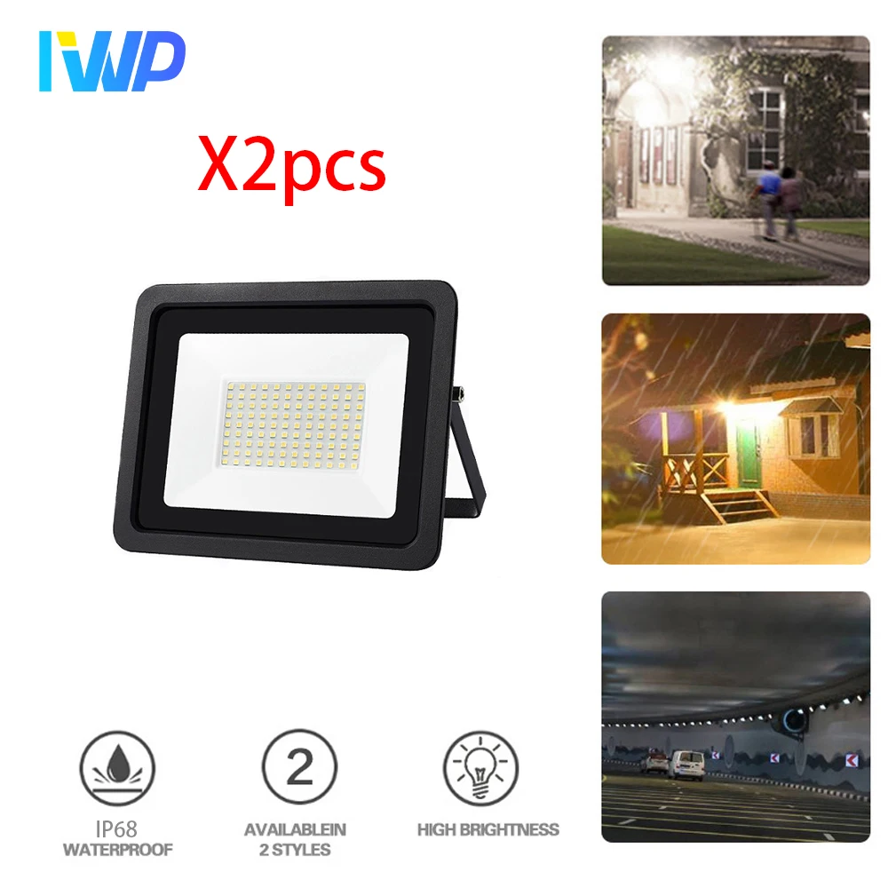 

2pcs LED FloodLight IP68 Waterproof 220V 10W 20W 30W 50W 100W Outdoor Garden Projector Lighting Reflector Spotlight Street Lamp