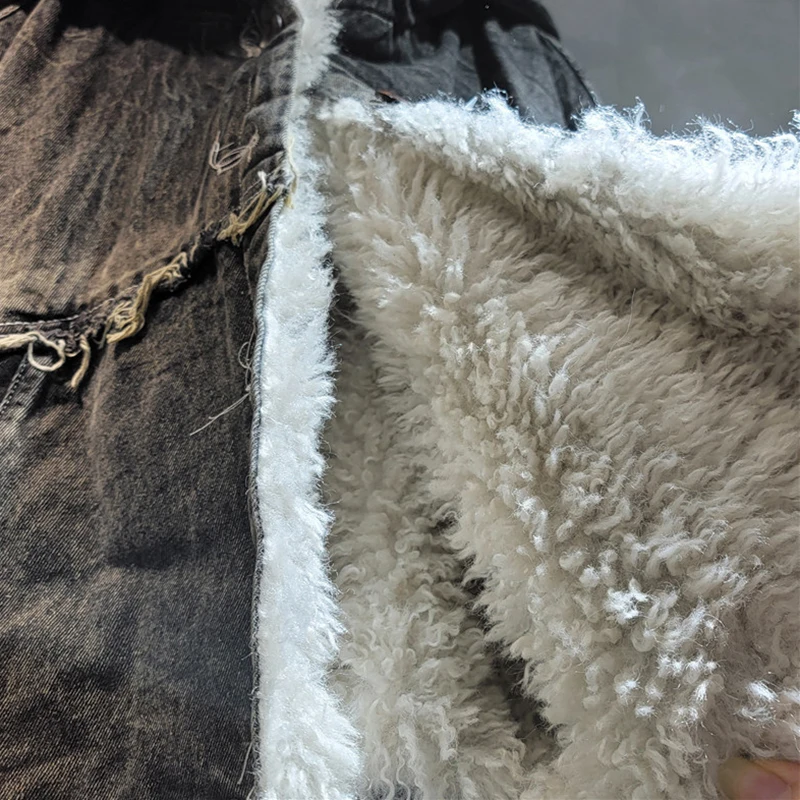 KBQ Patchwork Pockets Chic Denim Jackets For Women Hooded Long Sleeve Spliced Feathers Vintage Coats Female Fashion Style New