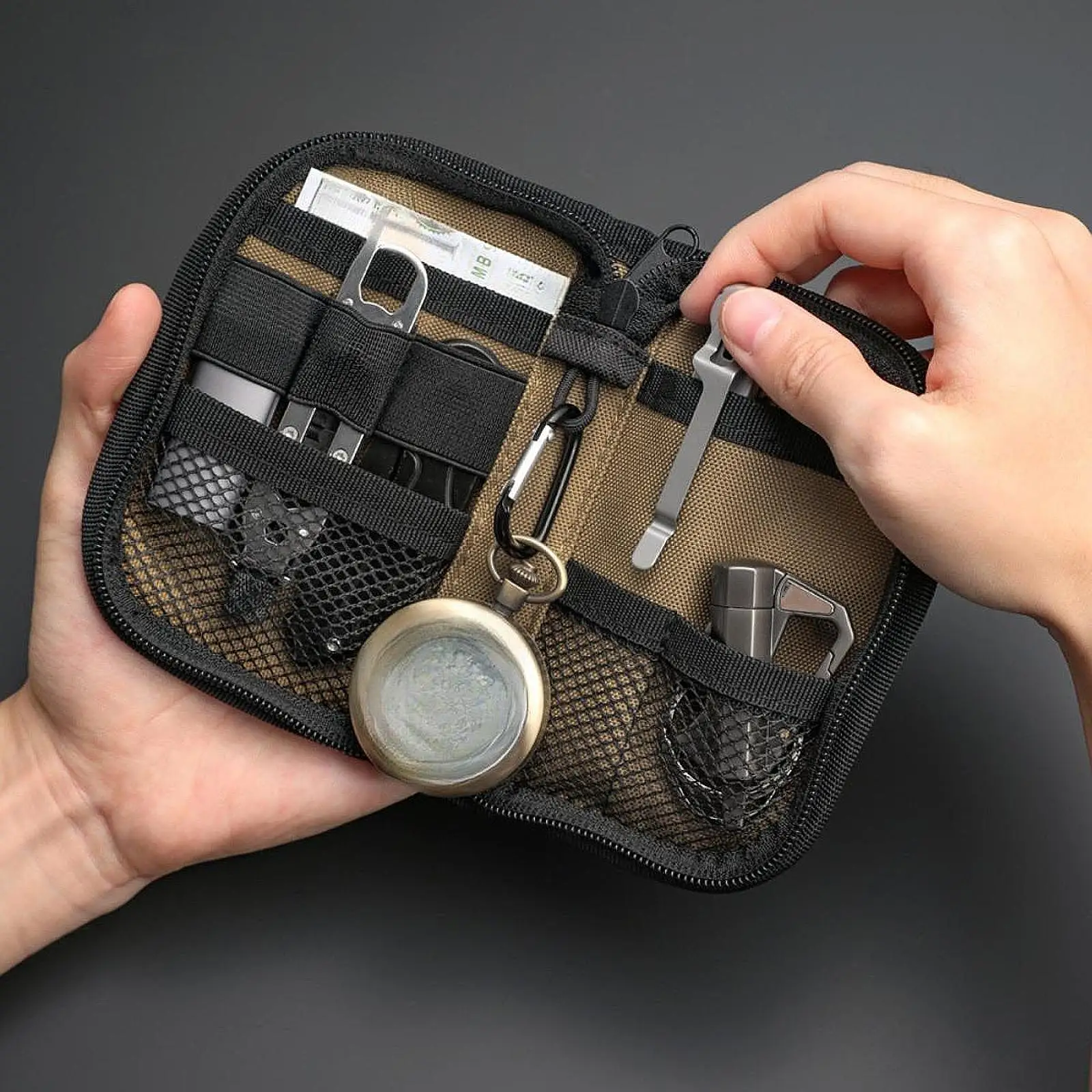 

Компактный карманный органайзер EDC, многофункциональный чехол для инструментов, легкий мужской кошелек, сумка EDC для походов и активного отдыха
