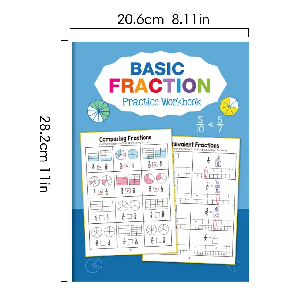 5 Books Value Pack - Basic Fractions Math Workbooks for Kids Learning Fraction Comparing & Equivalent Fraction Practice Books