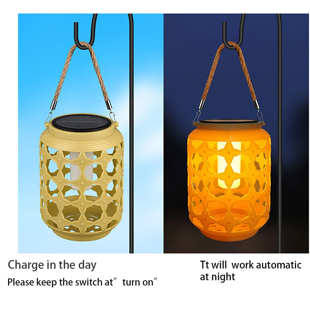 LED solar imitation rattan lantern pendant light plastic material waterproof solar outdoor camping tree garden party terrace dec