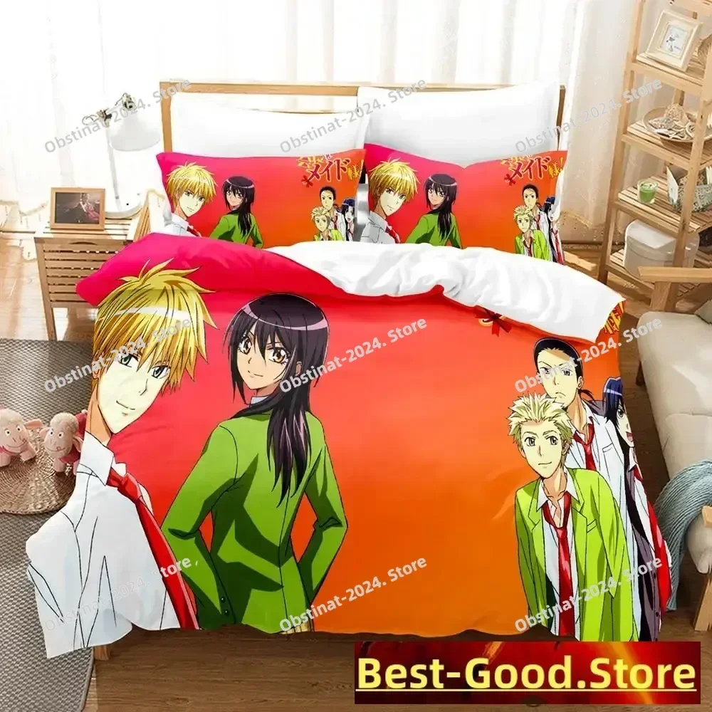 

Kawaii New Kaichou Wa Maid-sama Bedding Set Printed Bed Set With Pillowcase Bed Duvet Cover Soft Single Double Queen King Size