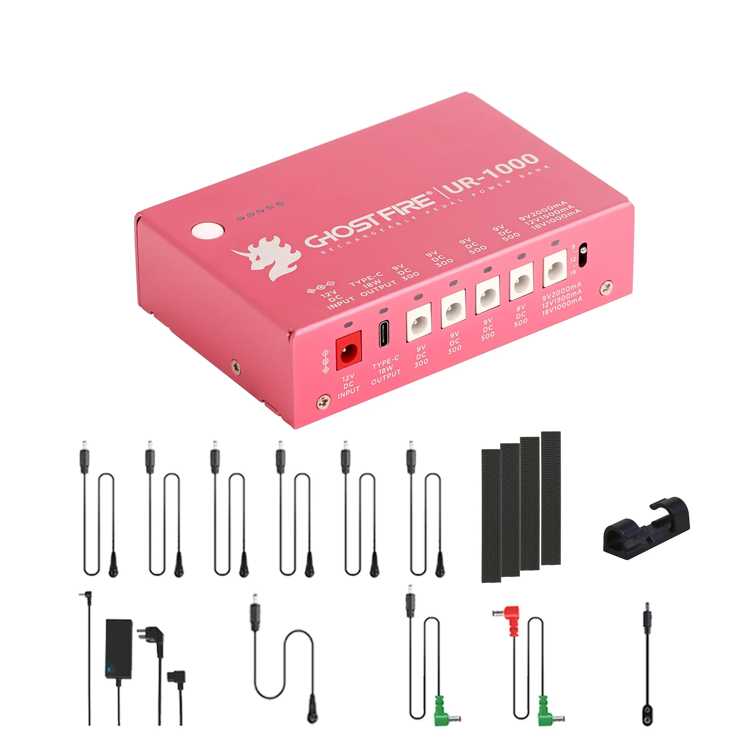 GHOST FIRE Guitar Power Supply 5 Isolated Output Effect Pedal Supply for 9V/12V/18V Effect Pedal with USB Charging Port