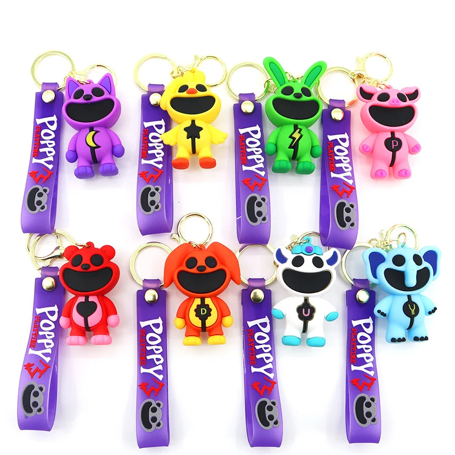 Smiling critters terrifying smiling animal keychain PVC drip toy big mouth monster pendant