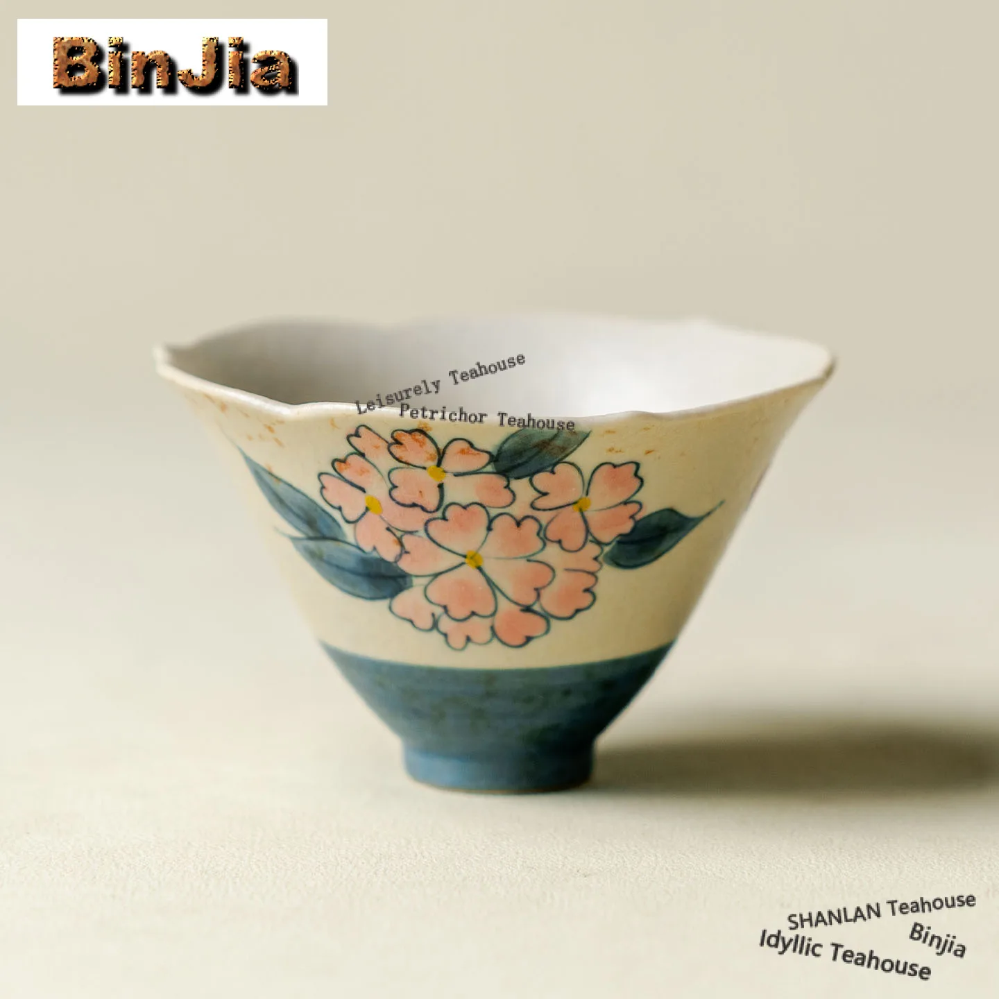 60ml Hand-painted Hydrangea Trumpet Teacup Antique Tea Bowl Cute Cup Tea-tasting Meditation Cup Jianzhan Master Cups Tea Items