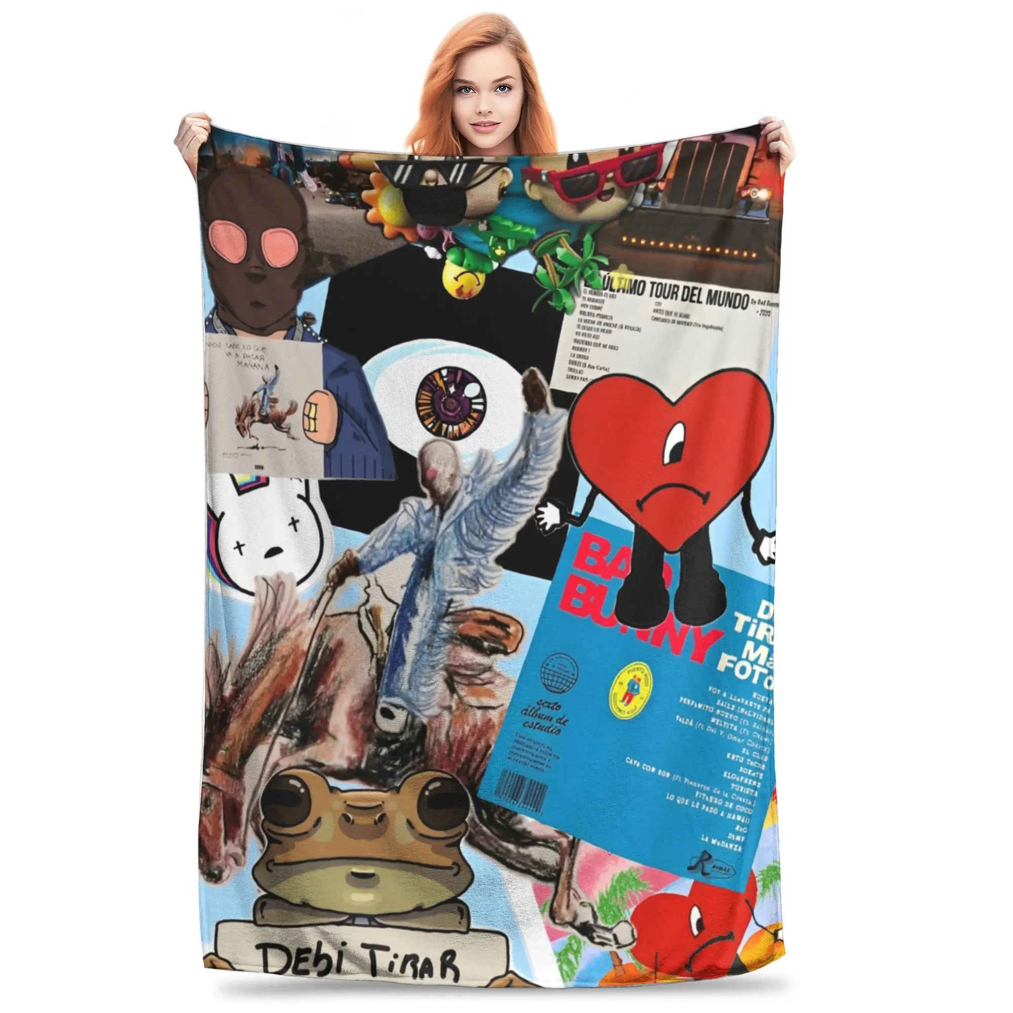 Bads Bunnys Debi Tirar Mas Fotos DTMF Throw Blanket for Couch  Soft Fuzzy Plush Blanket 50x60 Inches Bedspread for All Seasons