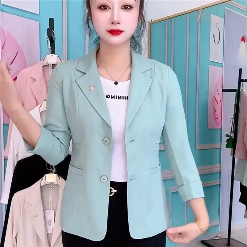 

Spring/Summer 2025 New Women's Thin Small Suit Coat Slim Slimming Female Temperament Korean Fashion Jacket Blouse Overwear