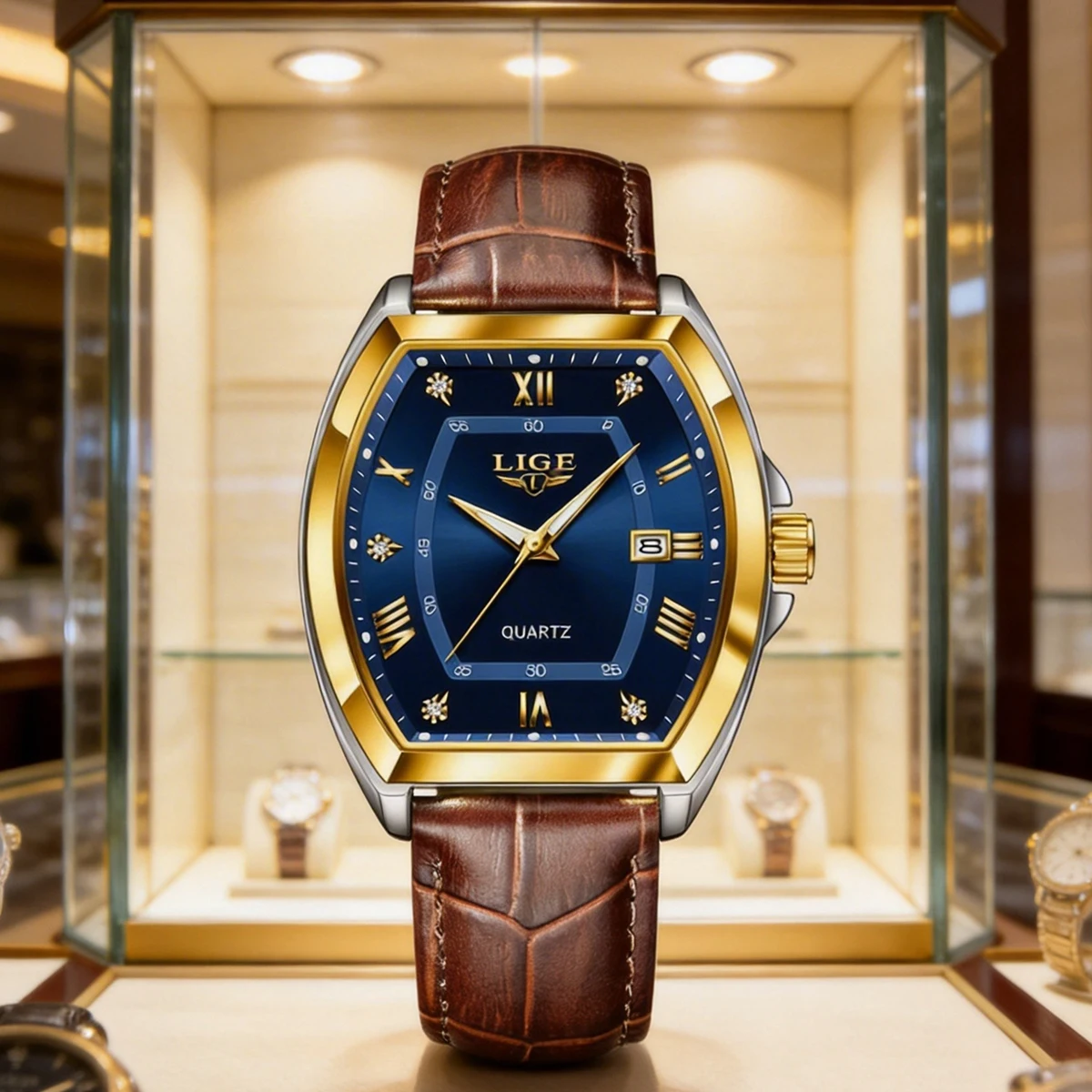 

LIGE Watch Men Top Brand Luxury Square Waterproof Quartz Watches for Men Military Sports Date Chronograph Relogios Masculino