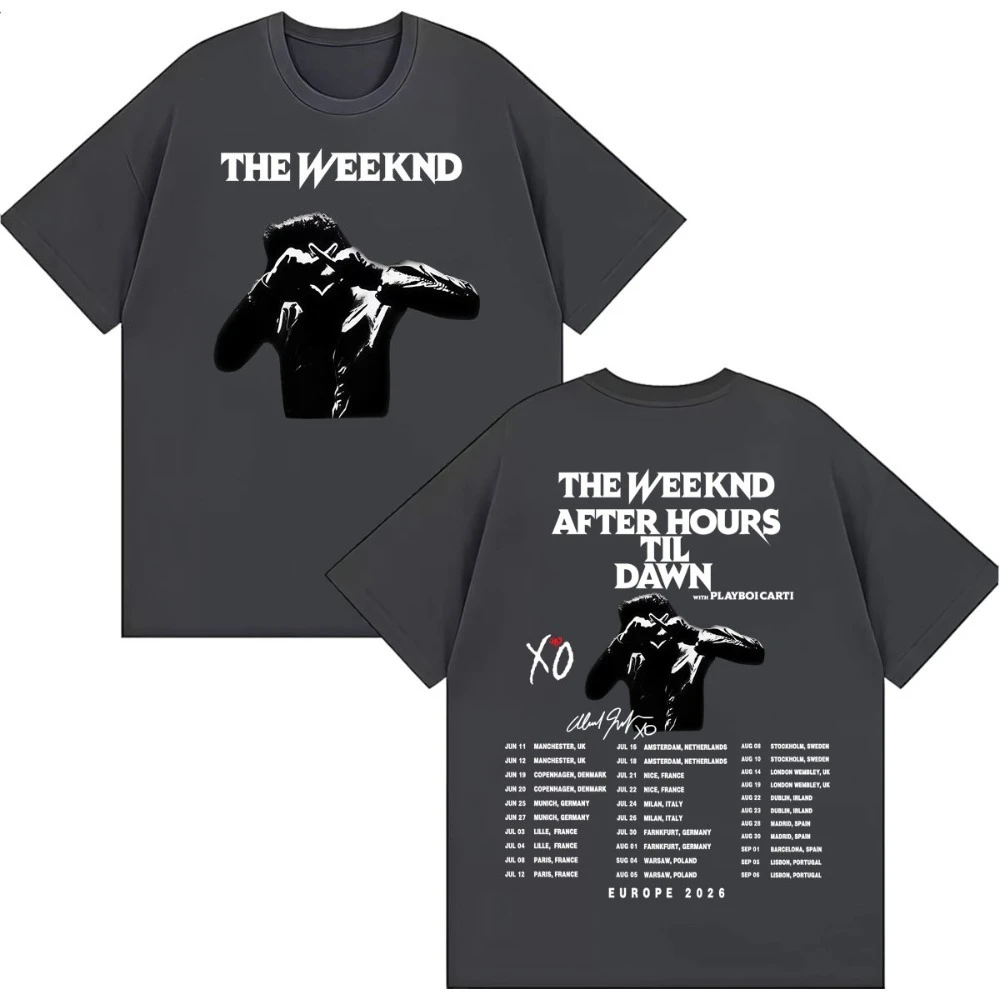The Weeknd XO Graphic T-shirt Vintage Washed R&B Merch Harajuku Unisex Oversized Crew Neck Cotton Short Sleeve Tee Tops Hot Sale