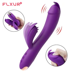 FLXU Dildo Rabbit Vibrator for Women Dual Vibration Silicone Female Masturbator Vagina Clitoris Massager Sex Toys For Women