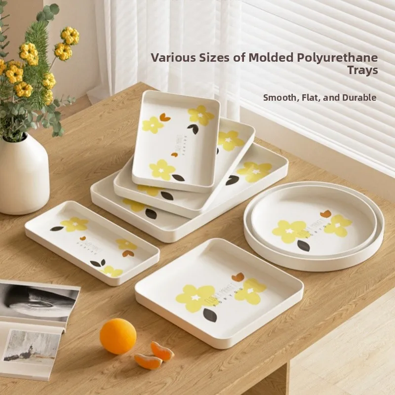 

Cartoon Tea Cup Tray Home Living Room Flower Square Cup Tray round Dinner Plate Tea Cup Tray Simple Sle Home Use Diware