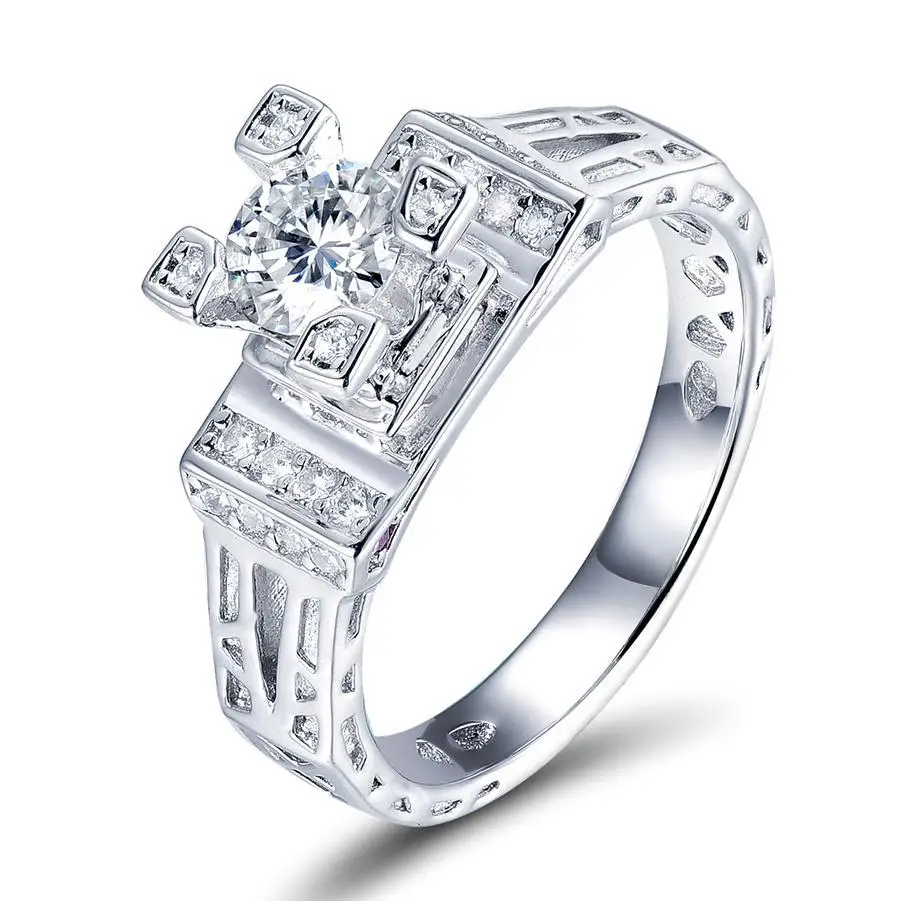 

Стильное серебряное кольцо с муассанитом в стиле арт-деко 1 CT по индивидуальному заказу по разумной цене