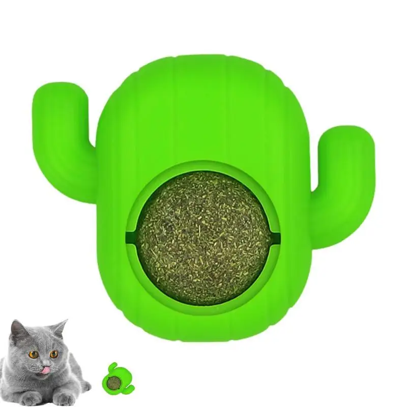 Catnip Ball Toy Catnip Wall Ball Cat Catnip Toy Rotatable Cat Licking Ball Flexible Cat Nips Toys Cactus Shape Pet Cat Supplies