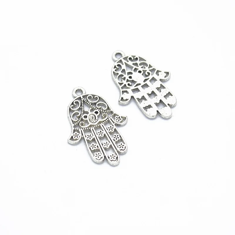 10pcs 6 color Antique Silver color Hand of Fatima Charms Pendant DIY Handmade Jewelry Accessories 30*20mm I119