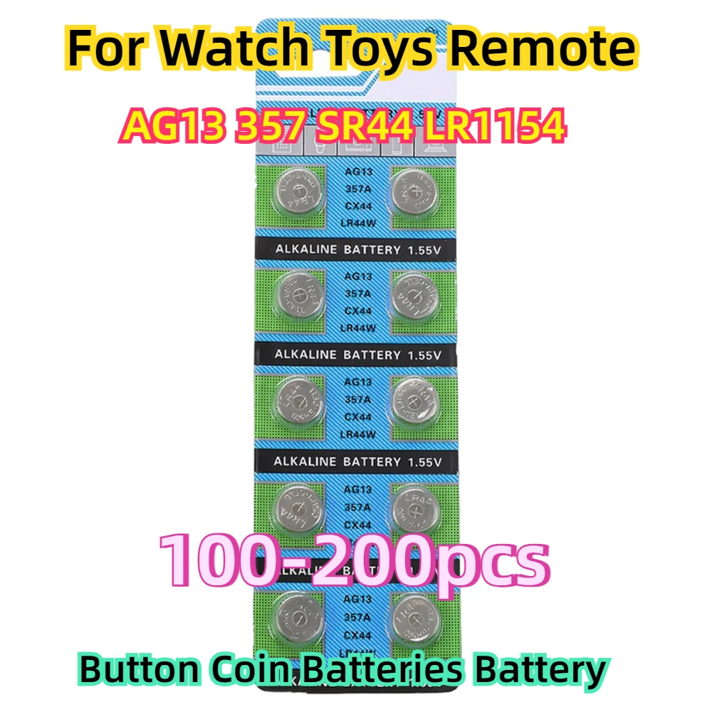 For Watch Toys Remote Batteries AG13 357 SR44 LR1154  Button Cell Battery 1.5V Button Coin Batteries L1154 Battery