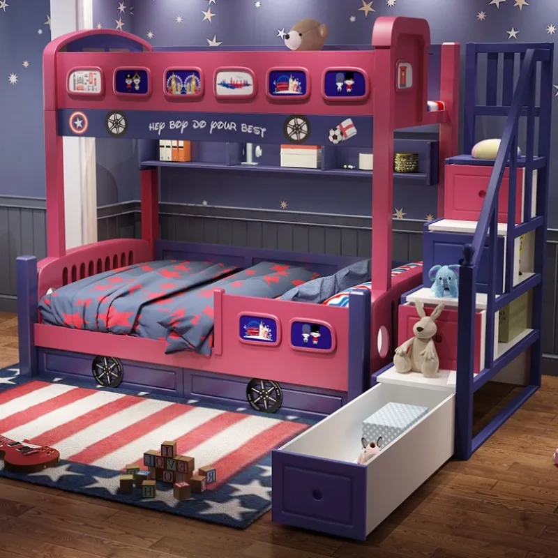 Modernes Mädchen-Kleinkindbett – Bunk Bed With Stairs And Slide Bewertung und Preis