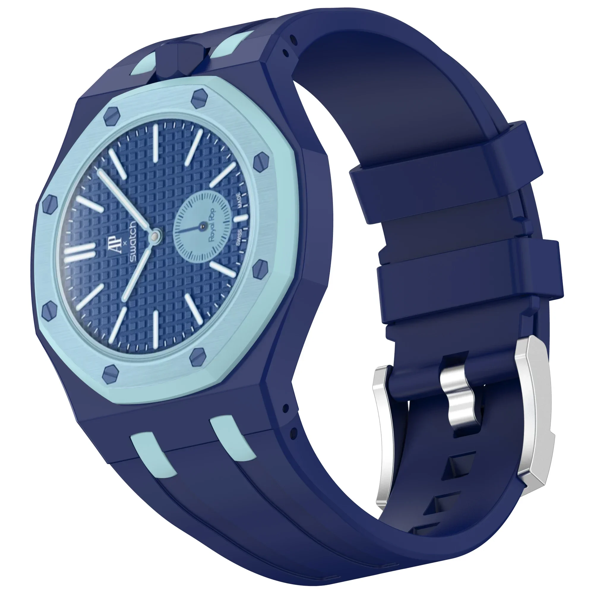 2-in-1-Armband + Gehäuse für Swatch x AP Royal Pop Taschenuhr, umbaubar zur Armbanduhr, PC-Gehäuse + Silikonarmband, Armband-Zubehör – Detail 29