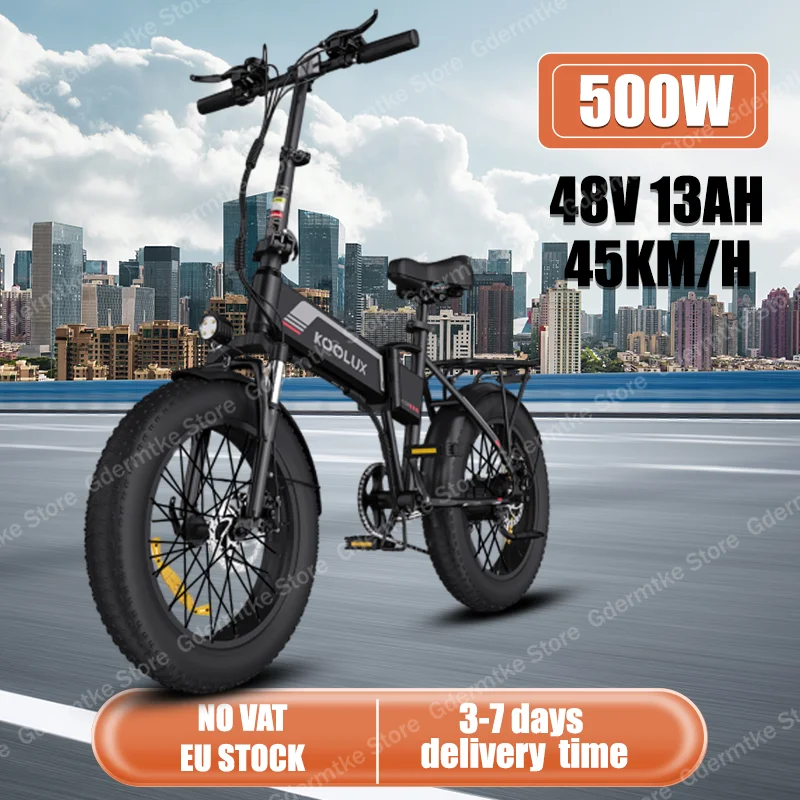 E Bike Folding 500W Motor 48V13AH Lithium Battery Electric Bike Aluminum Alloy Adult City 20.*4.0 Inch Fat Tire Electric Bicycle