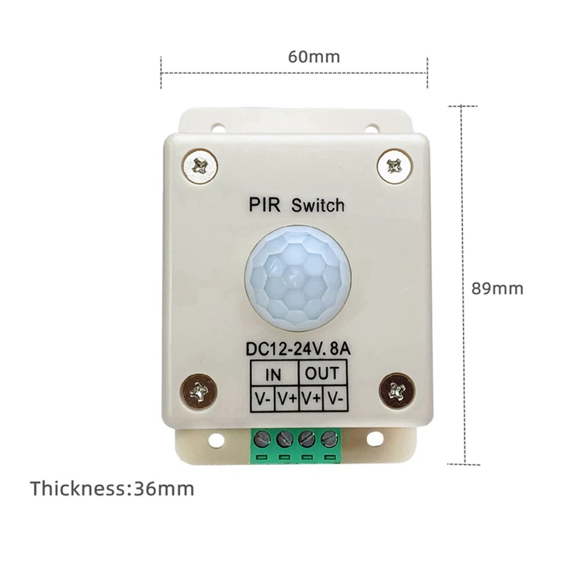 Автоматический переключатель с инфракрасным PIR-датчиком движения для светодиодной ленты, лампочка, переключатель с инфракрасным датчиком движения, постоянный ток 5 В, 12 В, 24 В, 2 шт.