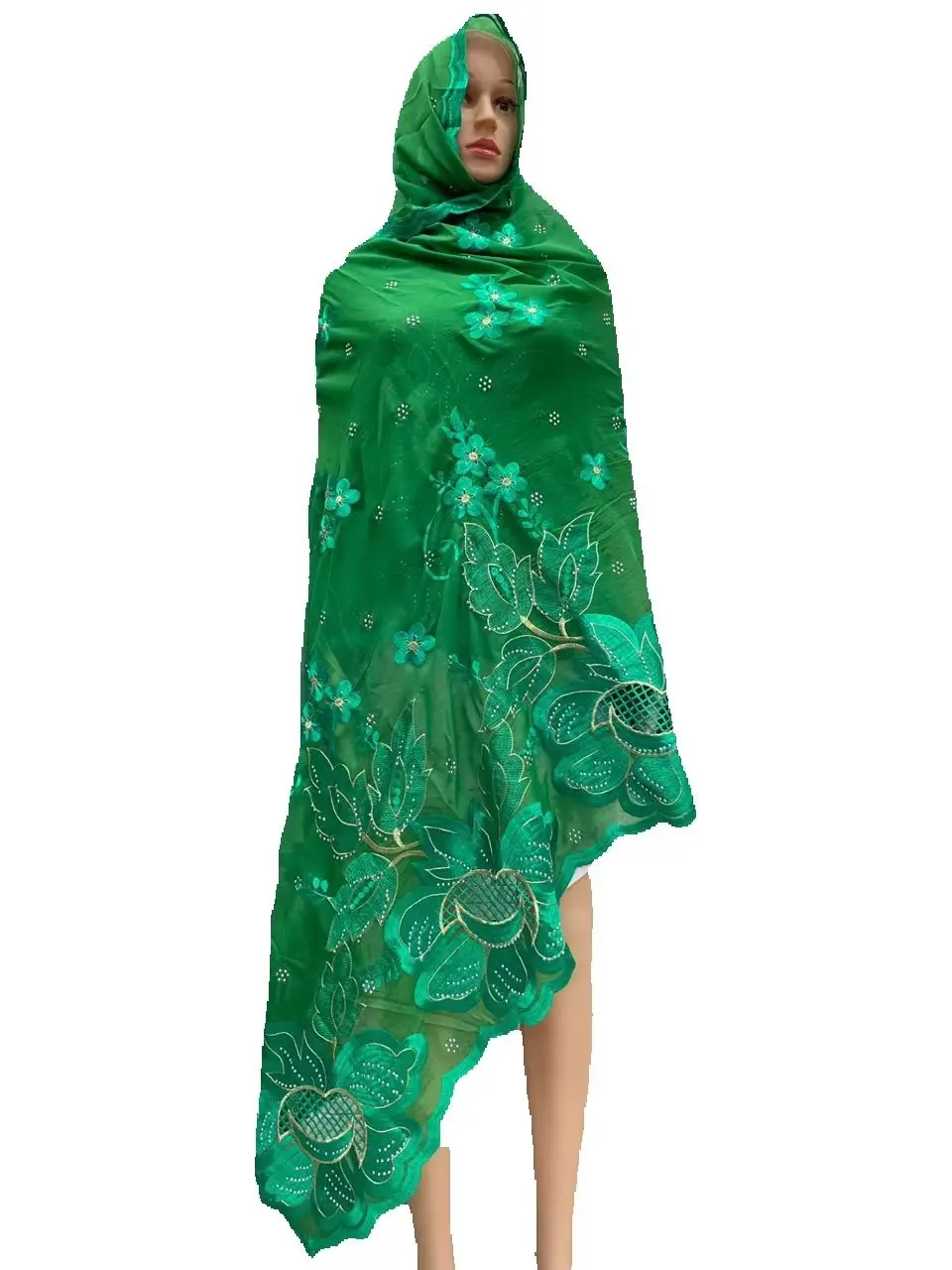 New 100% Cotton Islamic Scarf for Women Soft Embroidery Muslim Hijab Shawl Wrap Chip Design Dubai Style African Women Fash 2