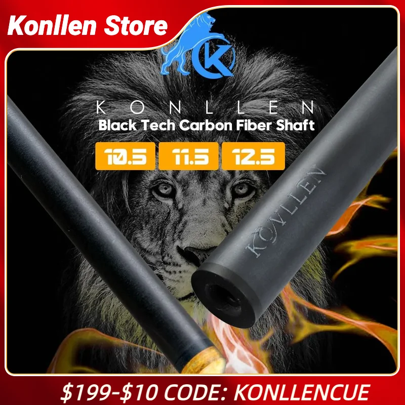

KONLLEN Pool Cue Carbon Fiber Shaft with 3/8*8 /Uni-loc/ 3/8*10 pin Joint Low Deflection Single Shaft for Billiard Cue Stick