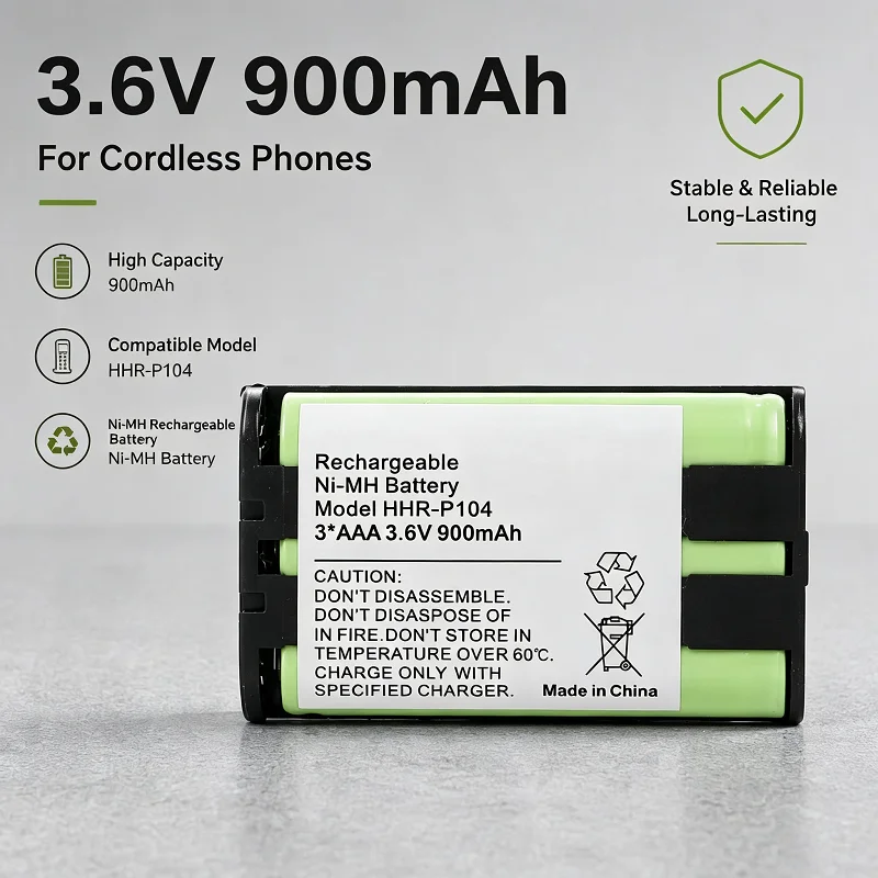 1-10PCS 3.6V 900mAh Home Phone Battery for Panasonic HHR-P104 HHR-P104A KX-TGA520M KX-FG6550 KX-FPG391 3*AAA 3.6v nimh Bateria