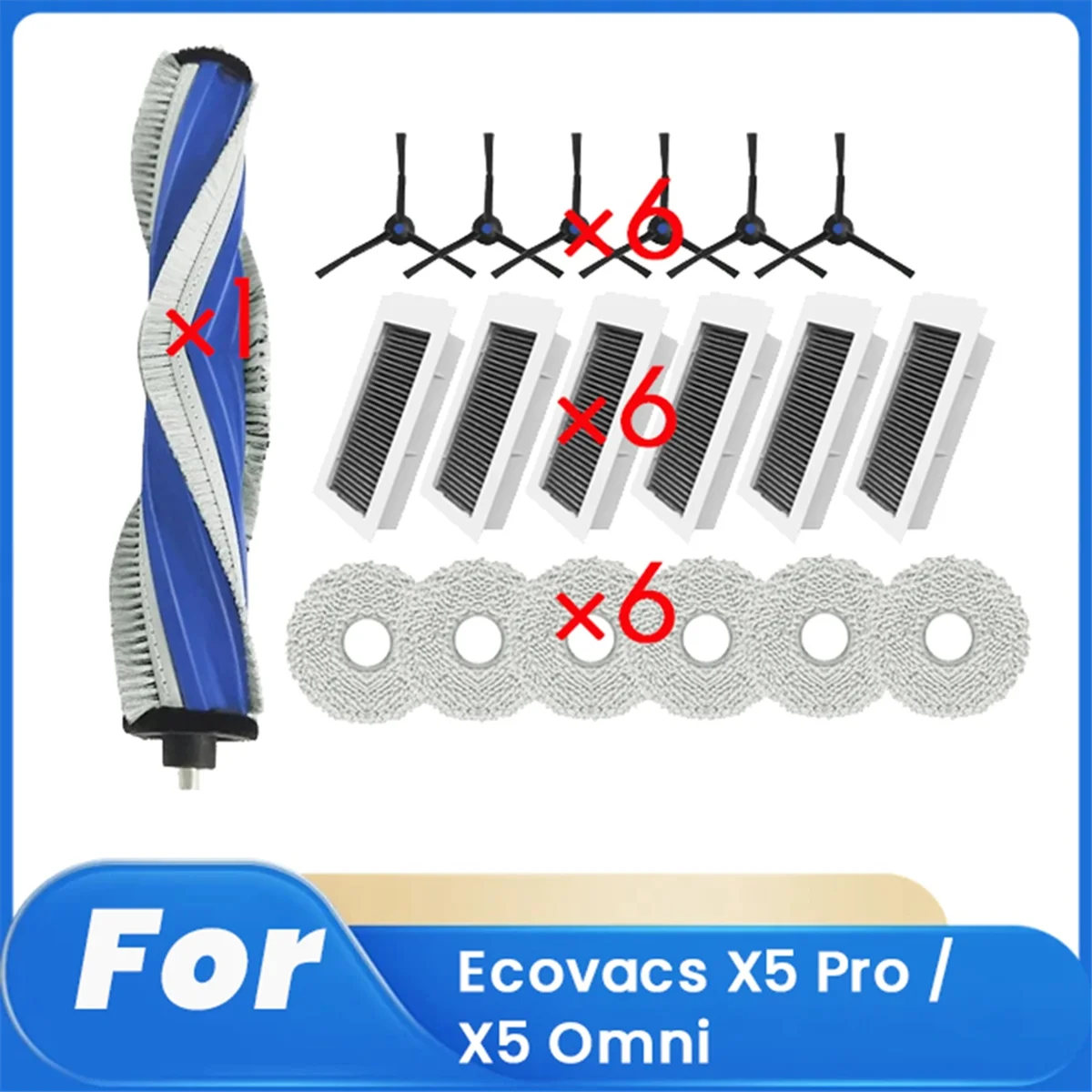 19 шт. для X5 Pro/X5 Omni, аксессуары для подметальных роботов, запасные части для чистки, основная боковая щетка, фильтр для швабры