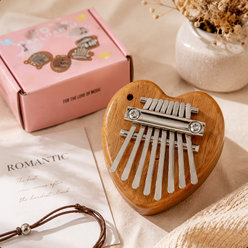 8 Keys Mini Kalimba Wooden Thumb Piano with Lanyard Finger Piano Musical Instrument Portable Compact & Exquisite with Pure Tone view 5