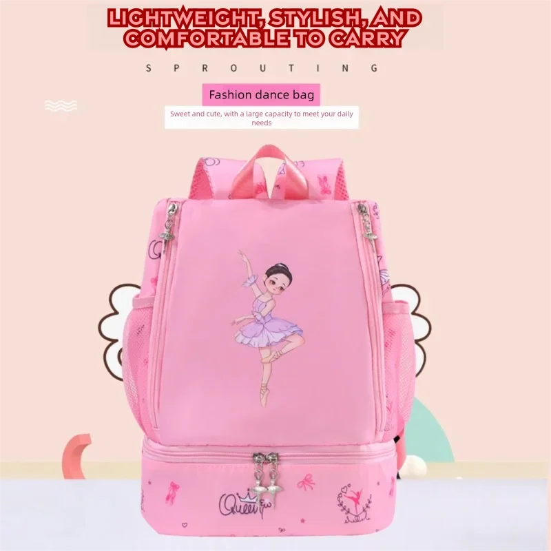 

Girls Lace Edge Ballet Dance Backpack Latin Ballerina Duffel Bag School Storage with Letter Print for Dance Enthusiasts