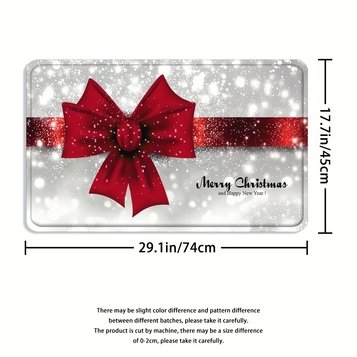 4pcs Merry Christmas Polyester Shower Curtain Set with Redbow Tie, 12 Hooks, Non-Slip Bathroom Rug, Toilet U-Shape Mat,