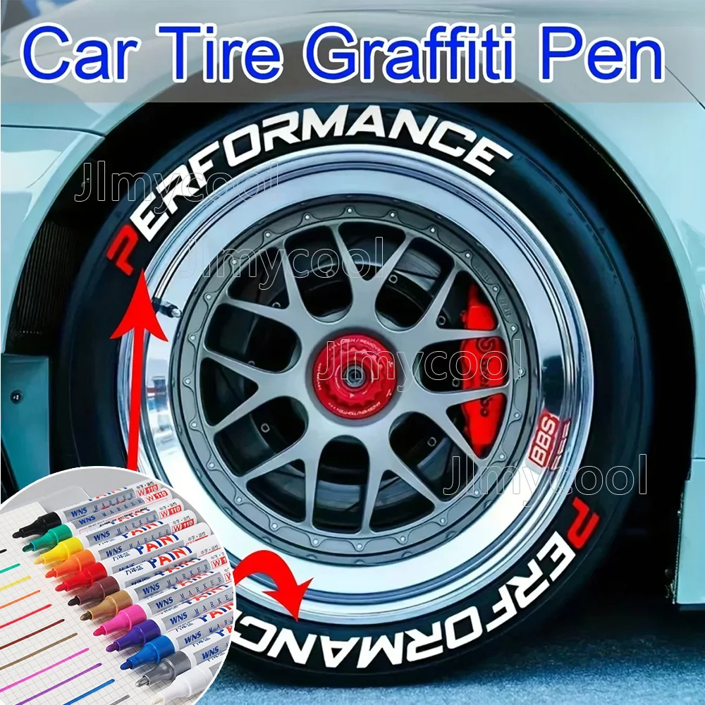 Black Silver Red Car Tire Paint Pen 1PC Waterproof Permanent Rubber Graffiti Marker Auto Car Paint Pen Wheel Decoration Tool
