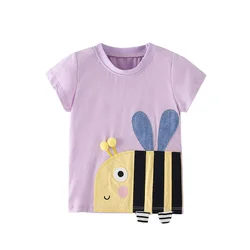 Jumping Meters 2-7T Fashion Summer Girls T Shirts Animals Bee Baby Clothes Short Sleeve Toddler Kids Tees Tops Shirts