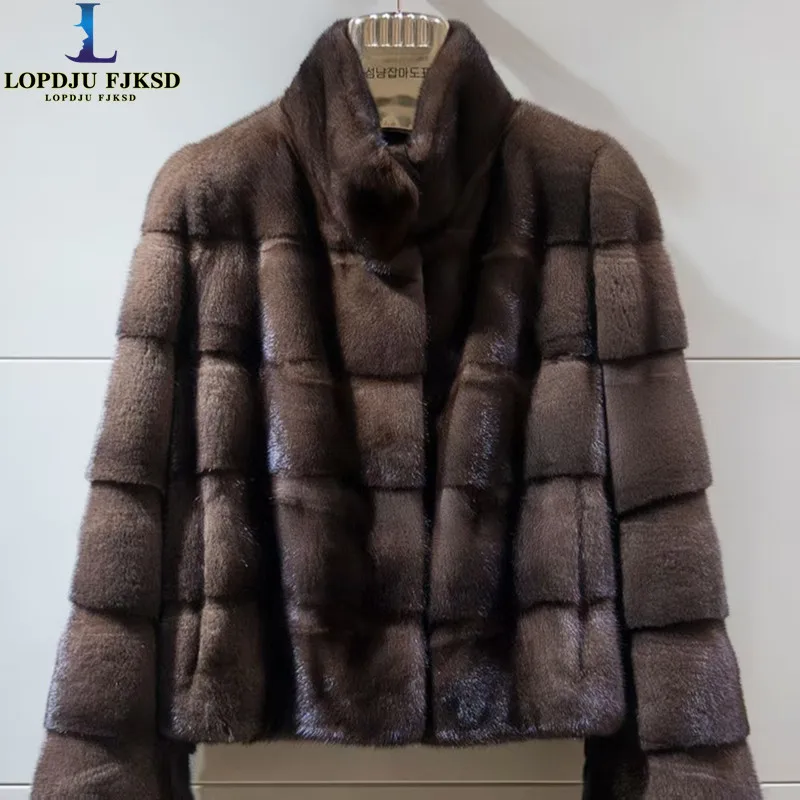 Faux Mink Fur Coats for Women,O-Neck Jackets,Covered Butto Overcoat,Female Clothes,Thicken Warm,Luxury,New,Winter,2026