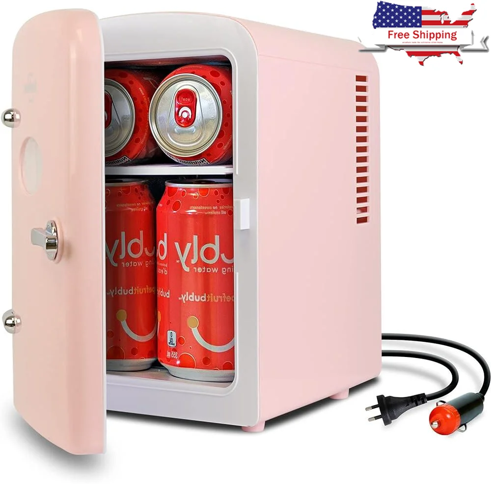 Portable Mini Fridge 4L Iceless Cooling Compact Refrigerator Personal Cooler Skincare Beauty Drinks Travel Office Dorm