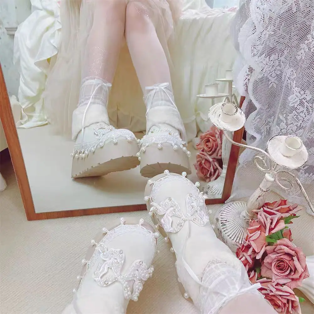 White pearl rhinose tassel beads sweet cotton boots large cute short tube non-slip female cotton shoes 34-40 view 4