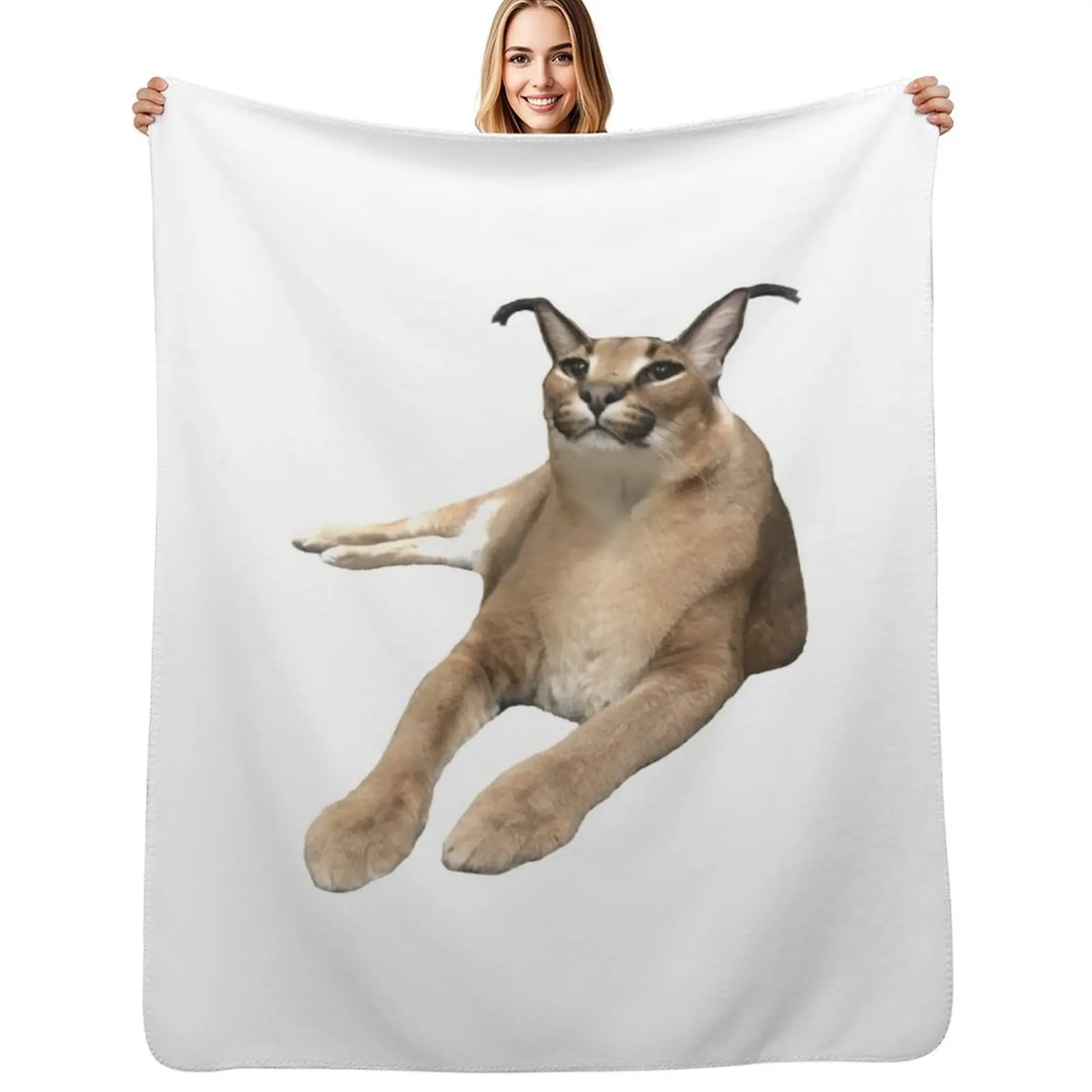 Big Floppa Throw Blanket Travel Size Cozy Blanket for Plane Train