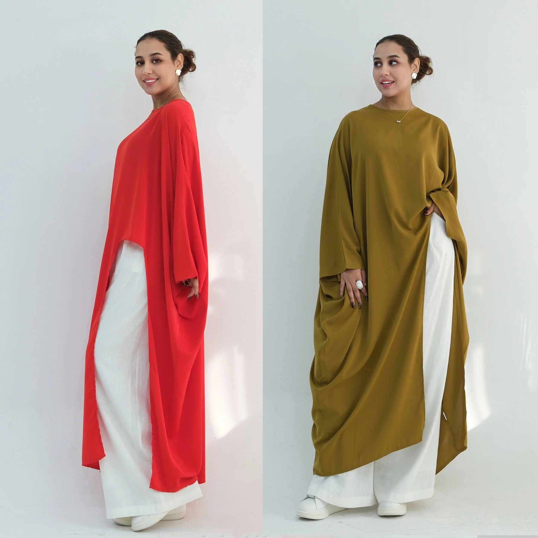 

2026 Новый турецкий стиль Нида Мусульманская длинная рубашка Женская Абая Нерегулярная скромная Абая Халат Исламская одежда Абая Женское мусульманское платье