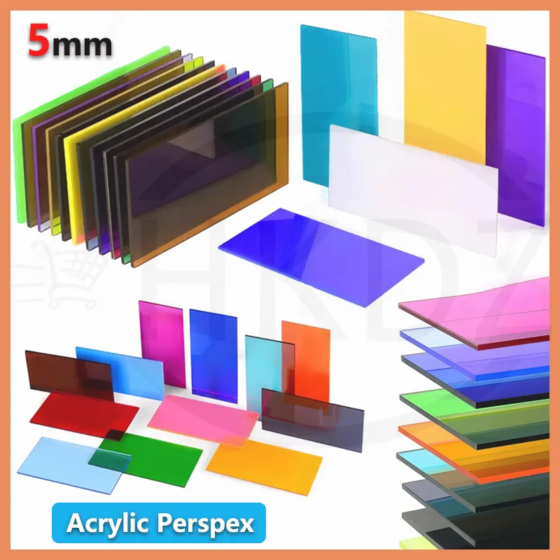 Colored Acrylic Sheets Thick 5mm Perspex Panel Cut to Any Size Art DIY Crafts Display Decoration Clear Red Yellow Orange Blue