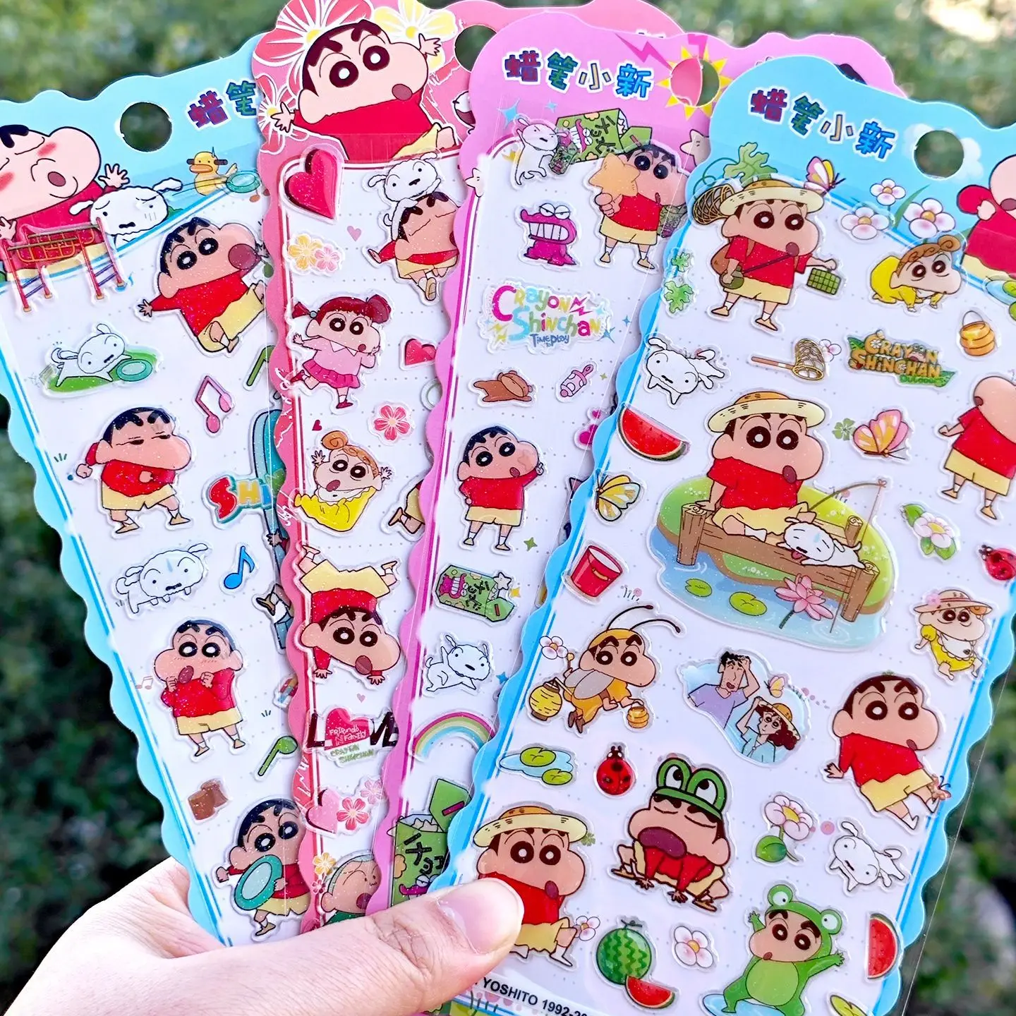 

1/4pcs Kawaii Crayon Shin 3d Crystal Stickers Child Handmade Decoration Tablet Mobile Phone Case Stickers Stationery Sticker