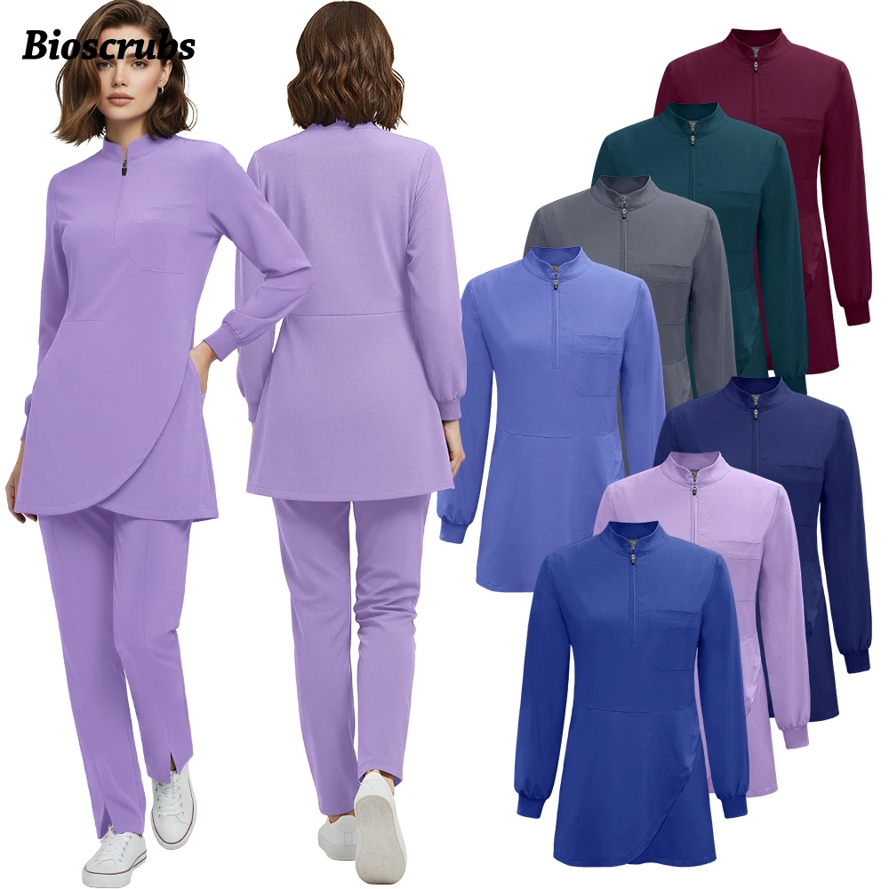 女性美容スパワークトップ-パンツ病院医師スクラブセット医療手術作業服歯科歯科医制服長袖ラボスーツ