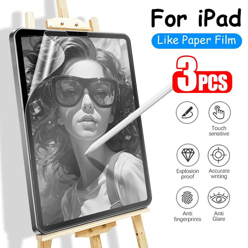 

3pcs Paper Feel Like Screen Protector For ipad 10th Generation Air 5 4 10.9 iPad 10th 10.2 7th 8th 9th Gen Pro 12.9 11 No Glass