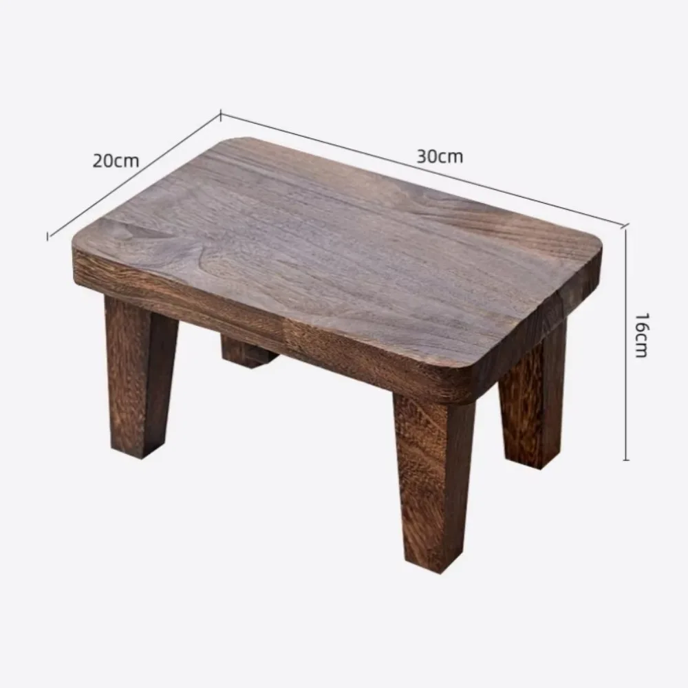 Solid Wood Small Stool Japanese-style Stretched Legs Shoe-changing Stools Large Load Bearing 30*20cm Home Low Stool Household