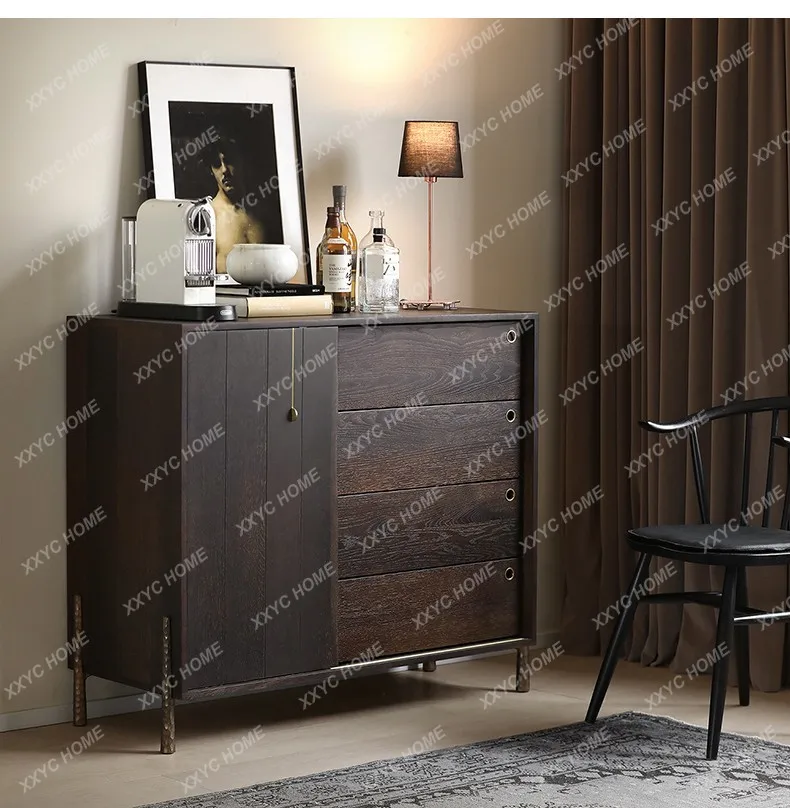 

YX Скандинавский обеденный боковой шкаф из цельного дерева ваби говорит журнал ветра у стены средневековый промышленный ветер