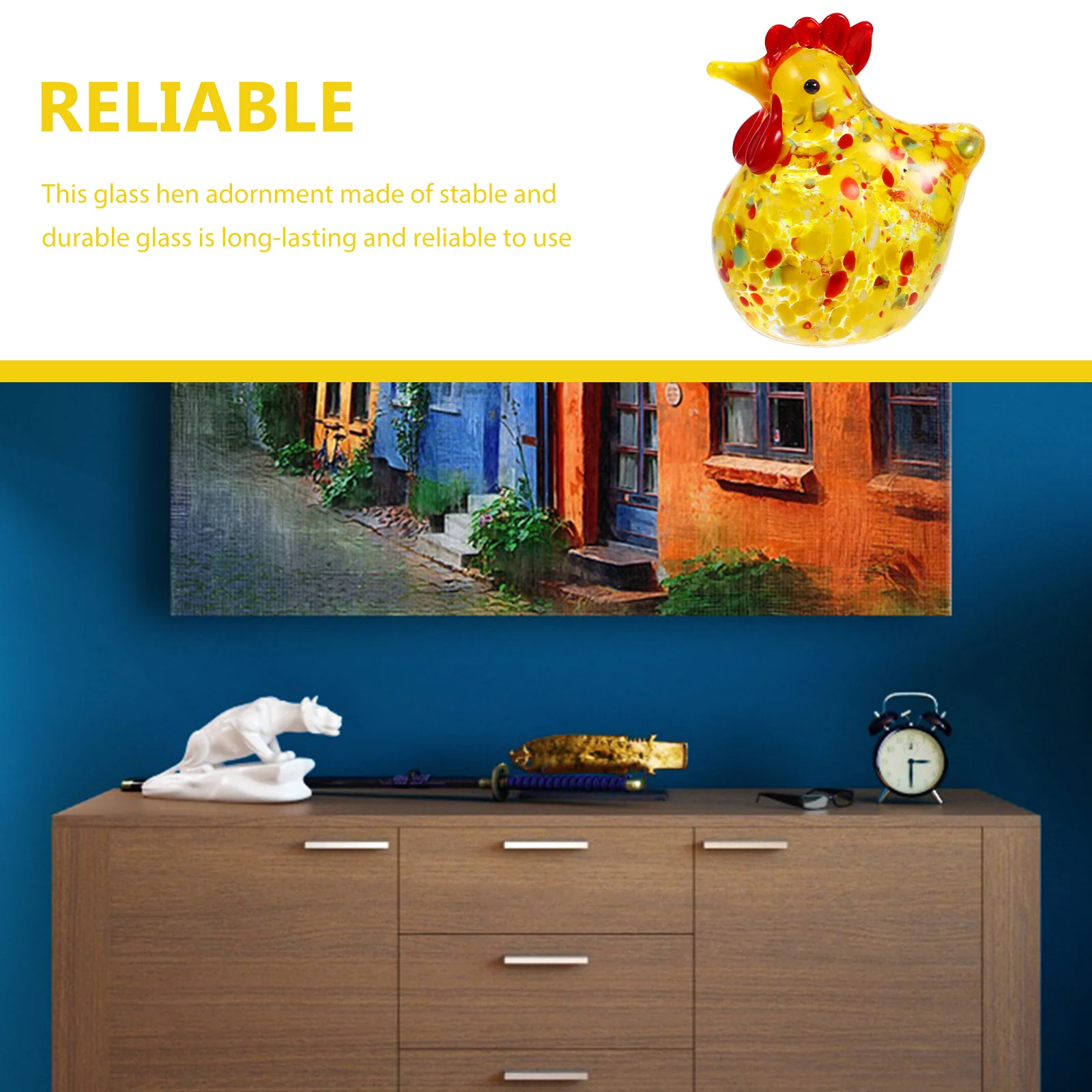 

Glass Chicken Decoration Handmade Crystal Hen Statue for Desktop Home Office Bookshelf Decor Adorable Animal Ornament Bright